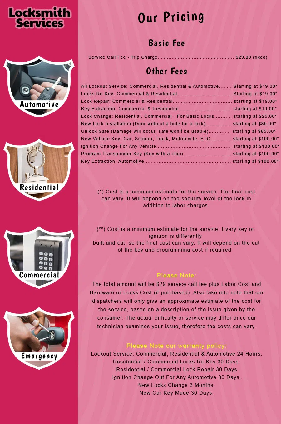 Leonia NJ Locksmith Store Leonia, NJ 201-374-9569 - price-list-c-18